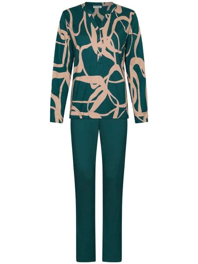 Pastunette Premium - Couture - Pyjama - Katoen/Modal - Groen/Beige