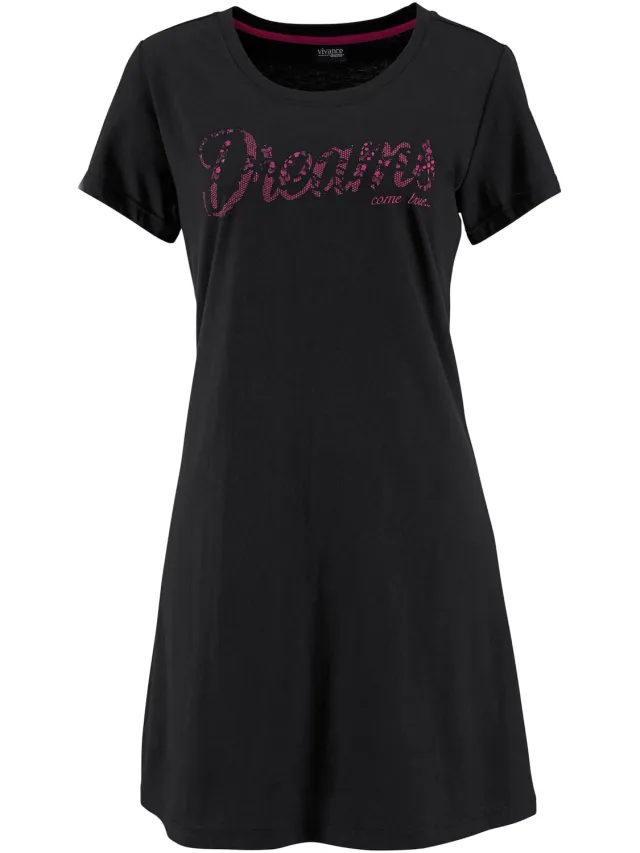 nachthemd zwart roze roze, zwart