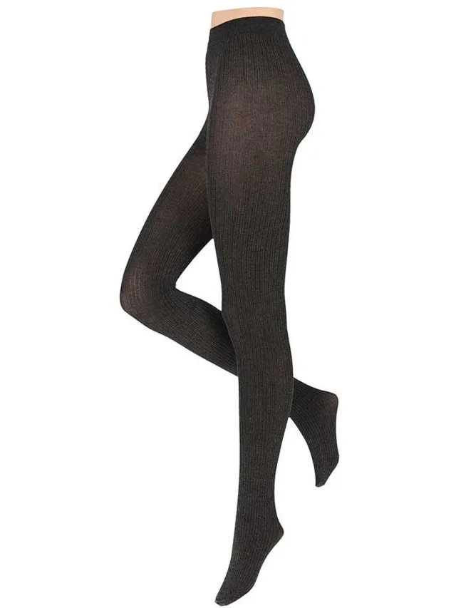 morethansocks Dames Panty - Panty's - 2 x 2 rib - Modal - Maat S t/m XXL - Ultrazacht - Luxe dames panty - Panty dames - Kousenbroek dames Antraciet Melange