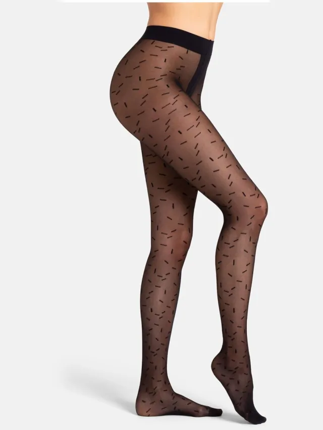 Camano , Fijne panty, 25 denier, transparant, fijn, slijtvast, duurzaam, robuust, aangenaam, comfortabel, elastisch, stretch, met patroon. black