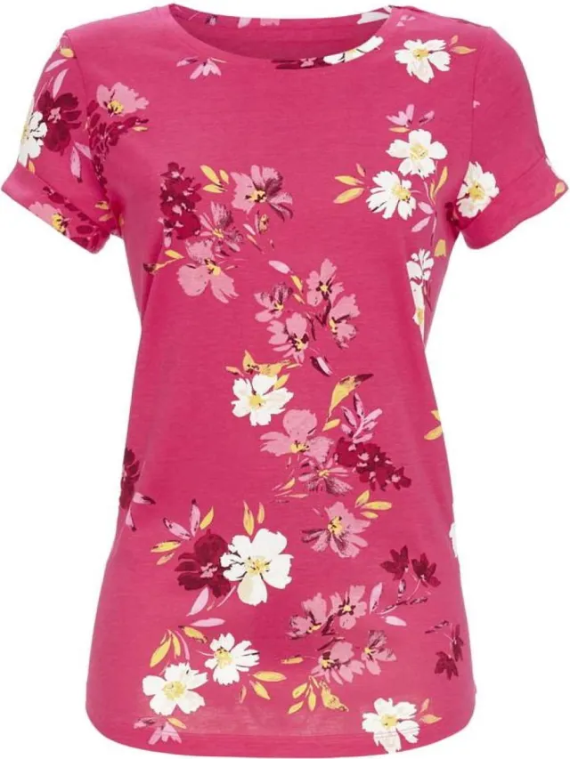 Ringella Fuchsia gebloemd pyjamashirt Ringella - Roze - Maat - 40