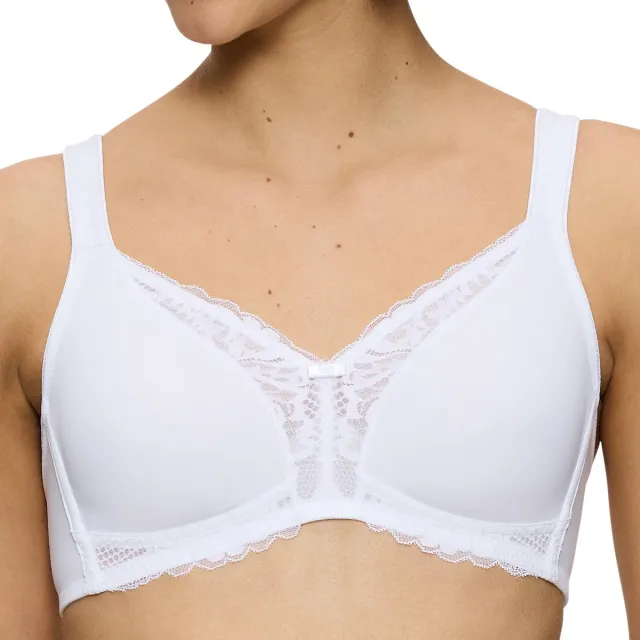 Triumph BH zonder beugel - Modern Lace+ Cotton N - Kanten Katoenen niet voorgevormde bh - Brede zachte bandjes - 95A - Wit