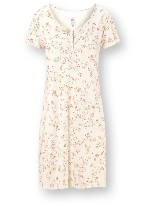 Pip Studio Daisy Nachthemd Lange Mouw Dames - Loungewear - Little Delhi - Gebroken wit