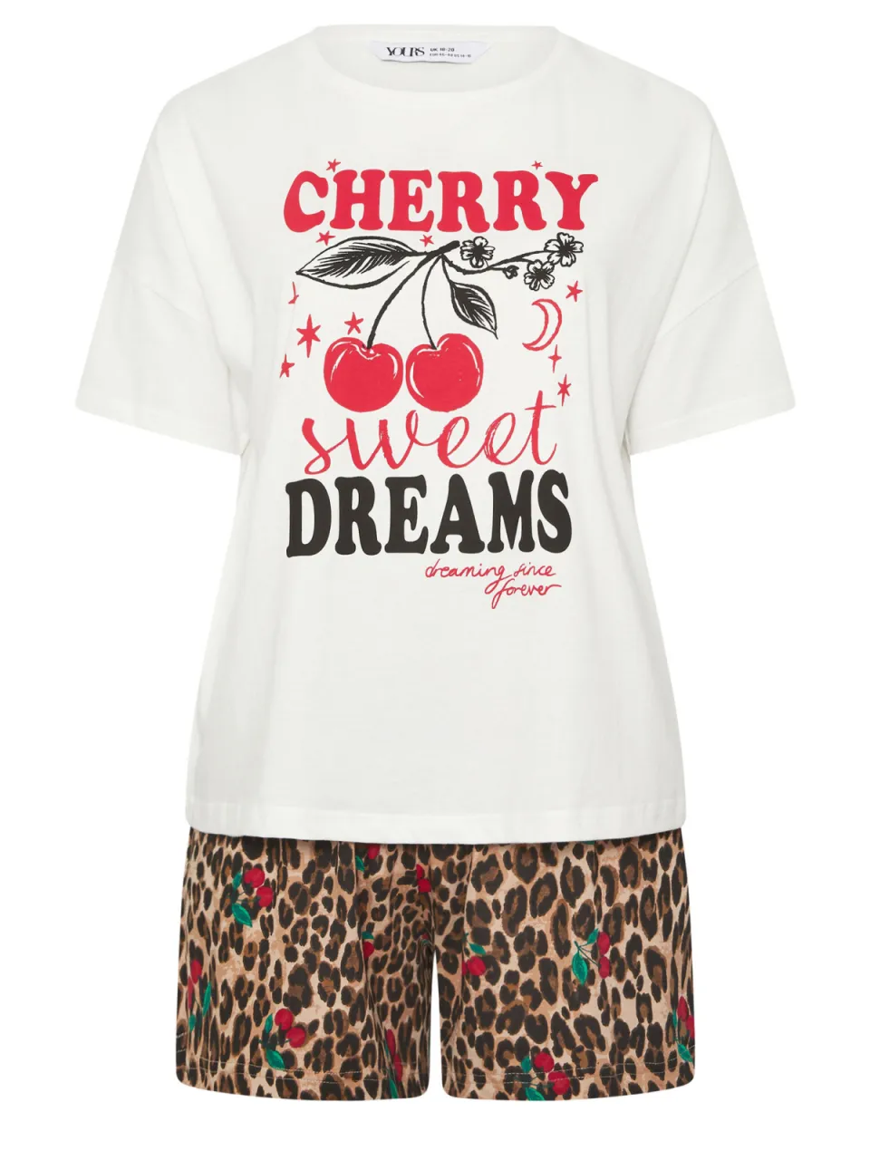 Yours Wit Luipaard 'Cherry Dreams' Pyjamaset-48, foto 3
