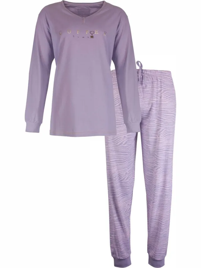 Irresistible Dames Pyjama - Katoen - Panter print - Paars