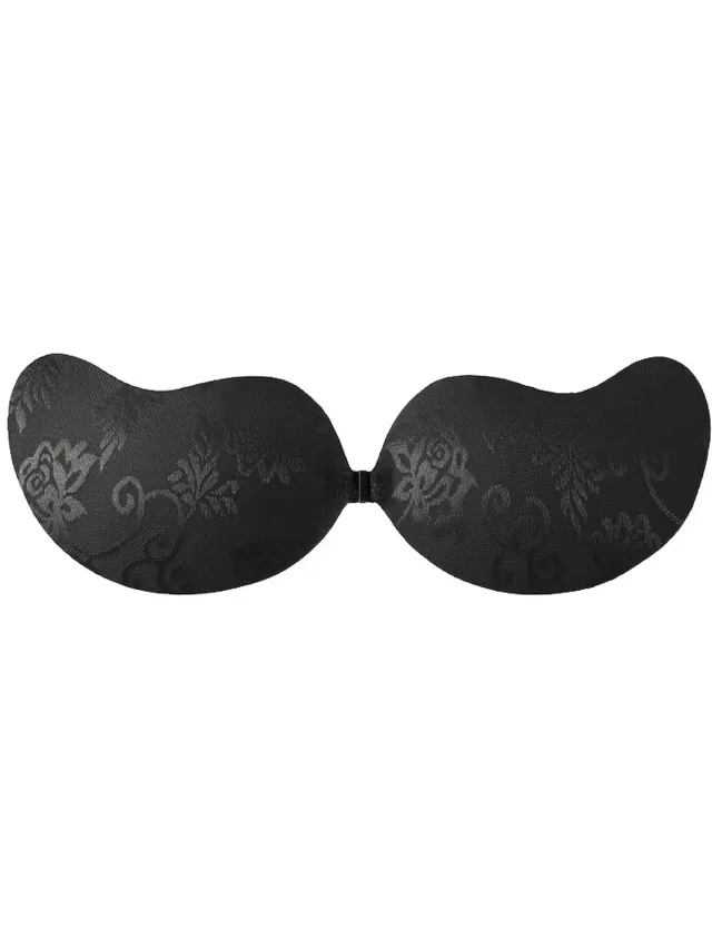 Sara Shop / plak BH /Onzichtbare Push Up Bh Zelfklevende / beha Backless Strapless /Plak Bh met 2 Stuks Boob Tape/ Gel sticky Solid /Cup-D Zwart -Topkwaliteit Zwart Dik Cup