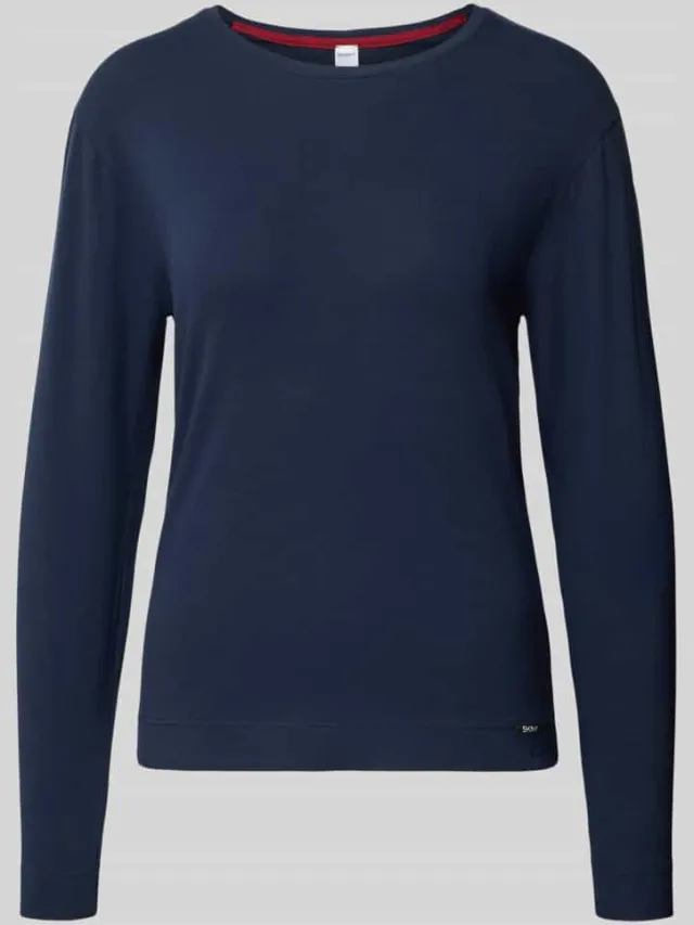 SKINY Shirt met lange mouwen en geribde ronde hals donkerblauw, foto 2
