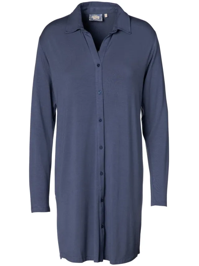 Essenza Valentina Uni Nachthemd Lange Mouw Nightshadow blue