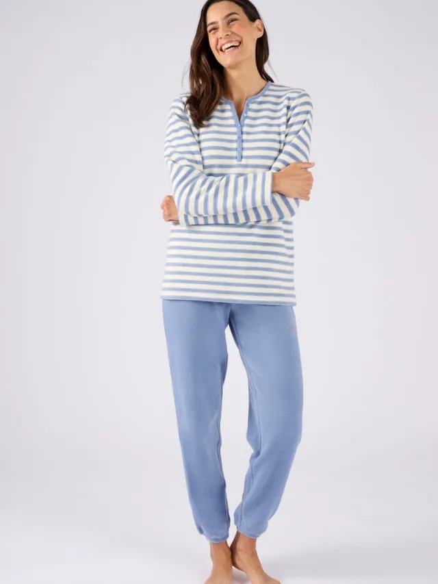Damart Thermolactyl pyjama van fleecetricot - Dames - Blauw - 50-52 (XL)
