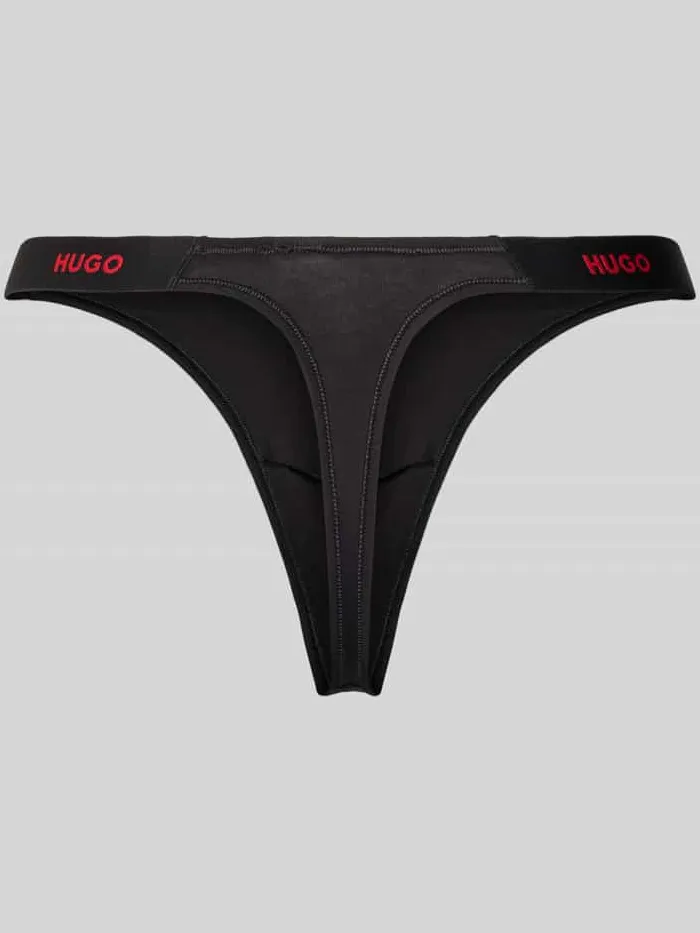 Hugo String met bandinzetten met label opzij, model 'HUGO ID STRING' Zwart