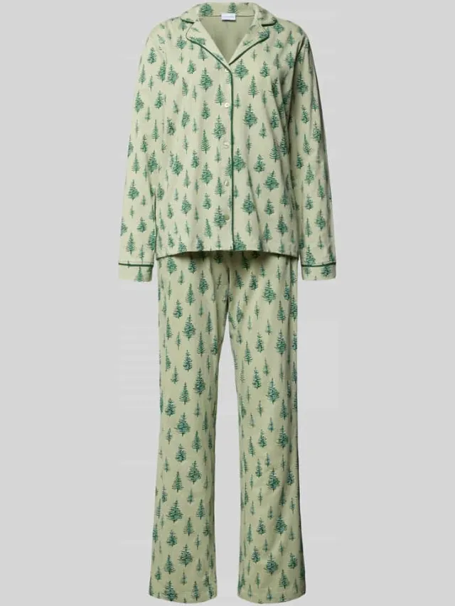Lascana Pyjama van puur katoen model 'X-Mas' Lichtgroen