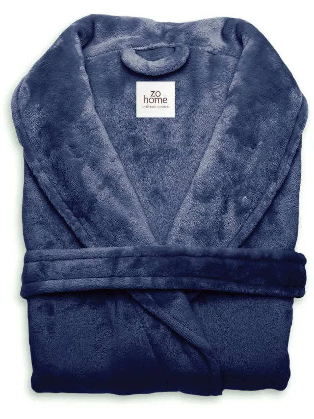 Zohome Badjas Cara - Kamerjas voor Dames en Heren - Ochtendjas - Geschikt voor de Sauna - Indigo Blauw