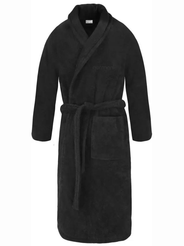 normani Unisex katoenen badjas 450 g/m² „Flee“ zwart