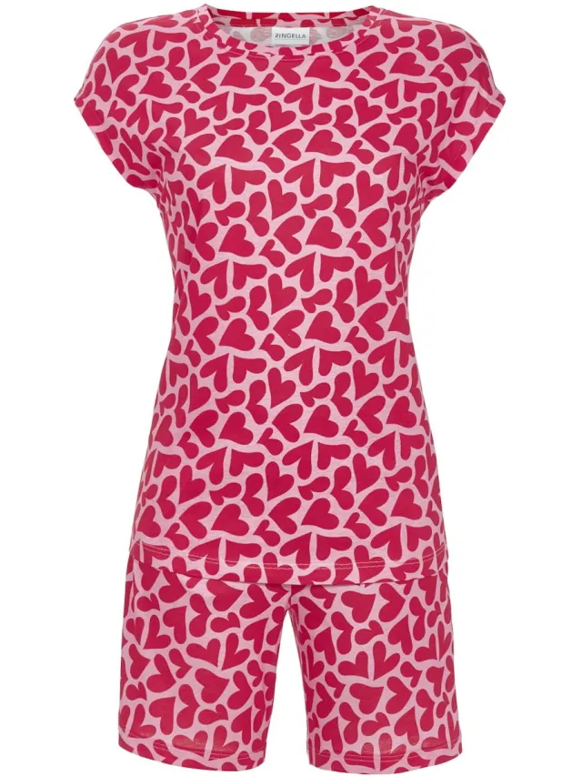 Ringella Roze hartjes shortama Ringella - Roze - Maat - 44