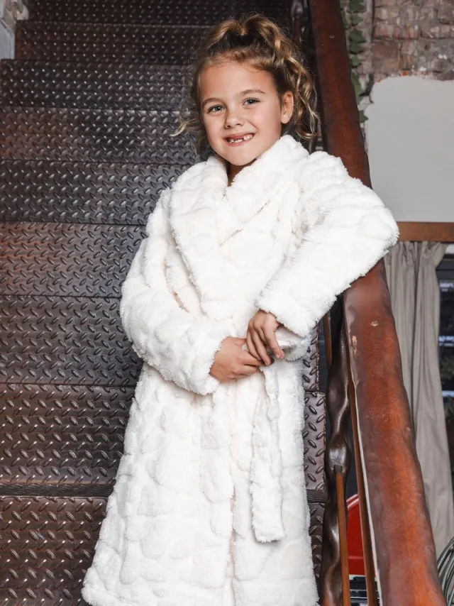Rebelle MyRebelle - Badjas - Endless Love - Fleece - Ecru - Hartjes