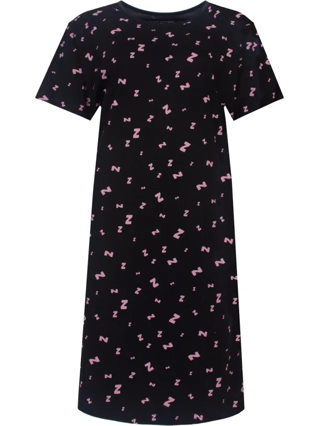 Temptation Dames Big Shirt - Korte Mouwen - Zwart