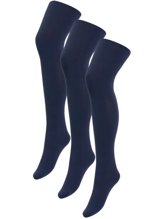 Next Dames - Set van 3 ondoorschijnende panty's van 100 denier - Blauw