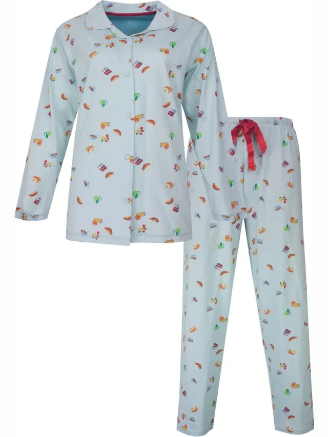Tenderness Dames Pyjama - Doorknoop - Lichtblauw Licht blauw