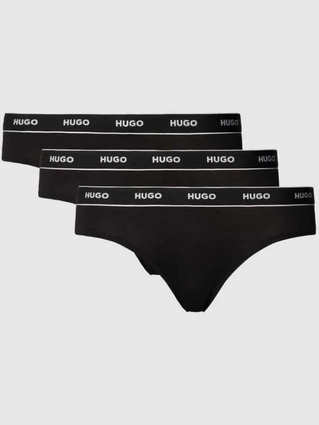 Hugo Slip met labelprint in een set van 3 stuks zwart, foto 2