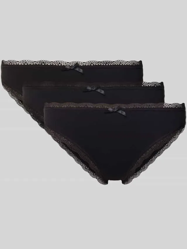 Dorina Slip met strikdetail in een set van 3 stuks zwart, foto 2