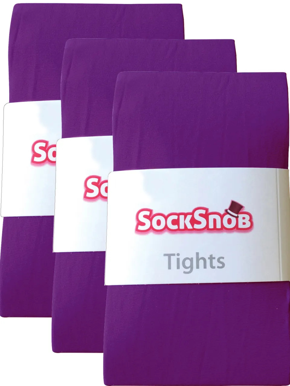 Sock Snob 3 paar dames gekleurde ondoorzichtige 80 denier panty's - Keizerlijk Paars, foto 2