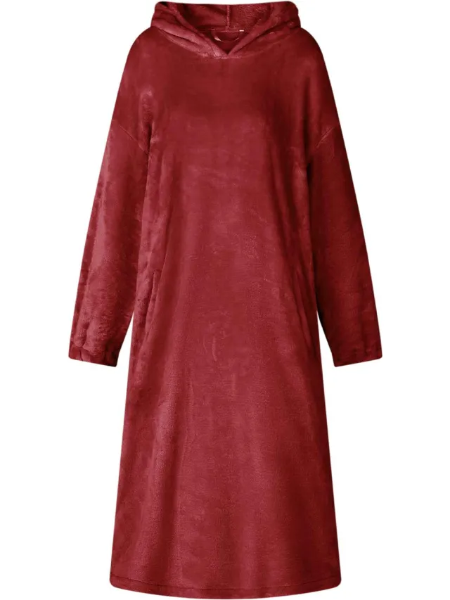 vidaXL Deken hoodie Bordeaux Rood L Flanel