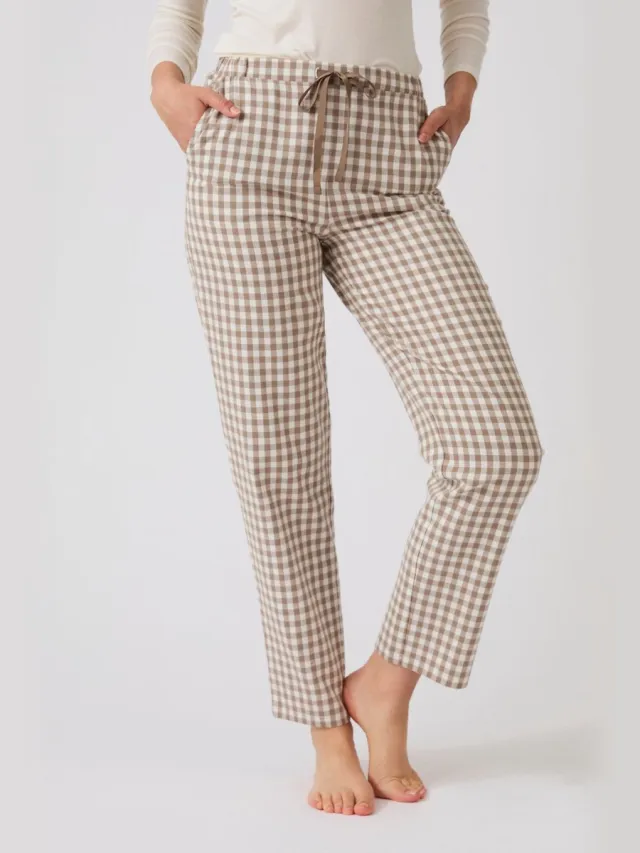 Damart Flanellen pyjamabroek - Dames - Beige - 46-48 (L)