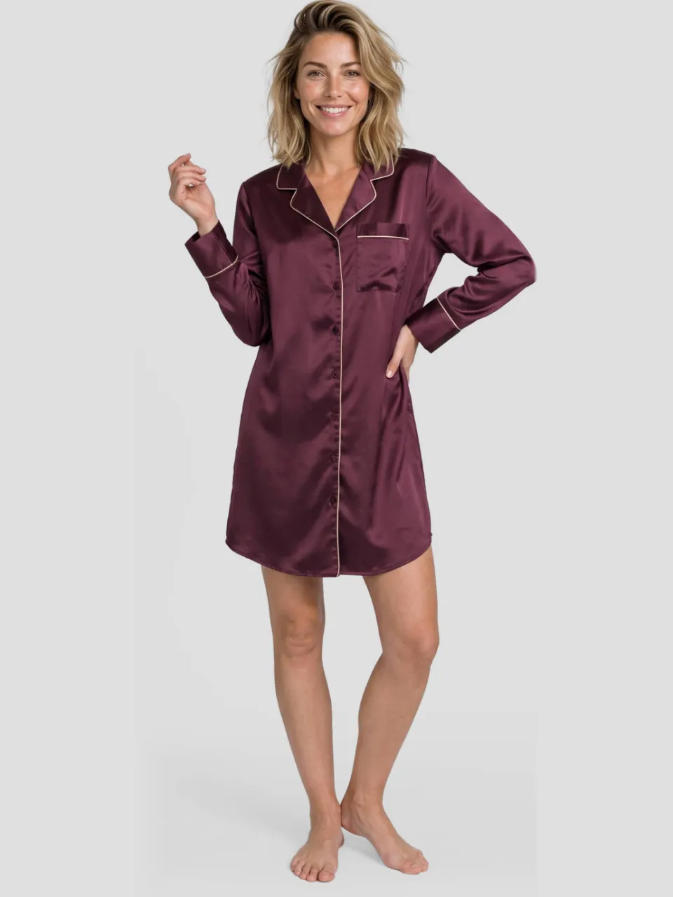 Dreamcovers satijnlook nachthemd bordeaux, foto 3