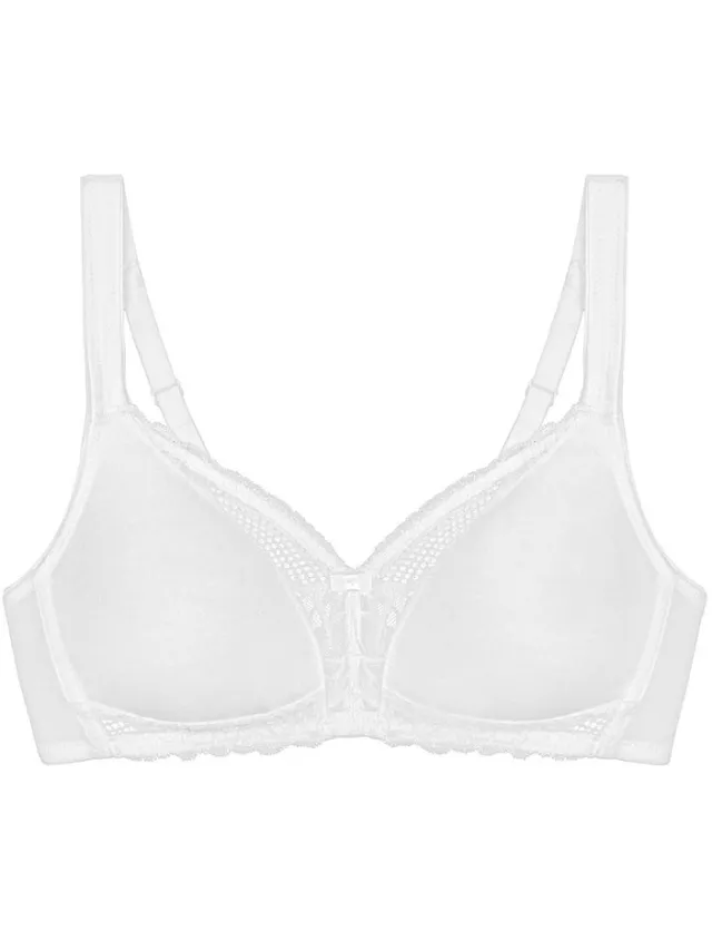Triumph BH zonder beugel - Modern Lace+ Cotton N - Kanten Katoenen niet voorgevormde bh - Brede zachte bandjes - 85A - Wit