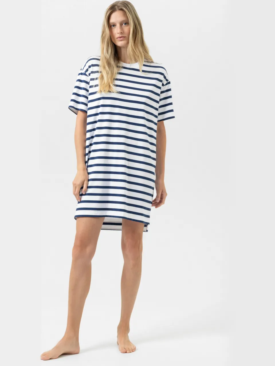 Mey Breezy Stripes nachthemd wit/donkerblauw, foto 3