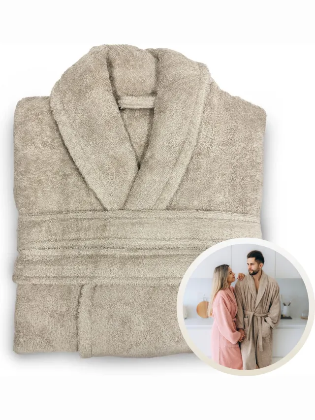 Funnies Badjas Sahara Beige S/M voor Volwassenen - Unisex Badjas / Ochtendjas / Douchejas - Gemaakt van 100% Zuivere Katoenen Badstof - Zacht, Comfortabel en Absorberend - Perfect voor Sauna, Bad, Zwemmen of Ontspanning