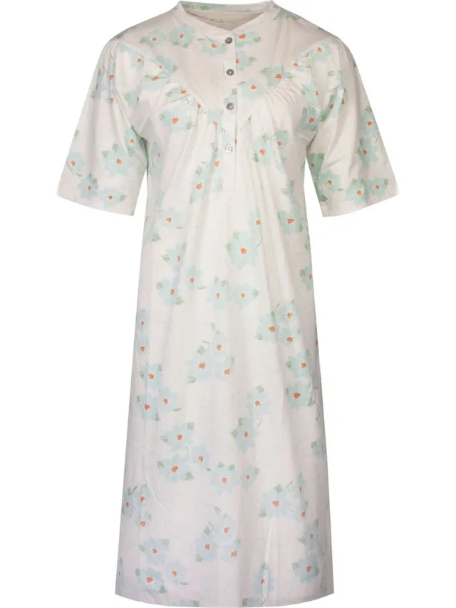 Tenderness Dames Nachthemd - Slaapkleedje - Beige Blauw