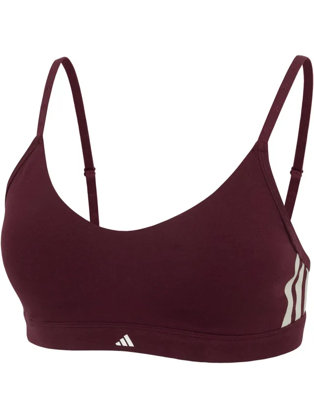 Adidas Sportswear Full Padded Bralette - Sport Active Essentials Cotton 3 Stripes – Damen Onderbroek - kastanjebruin