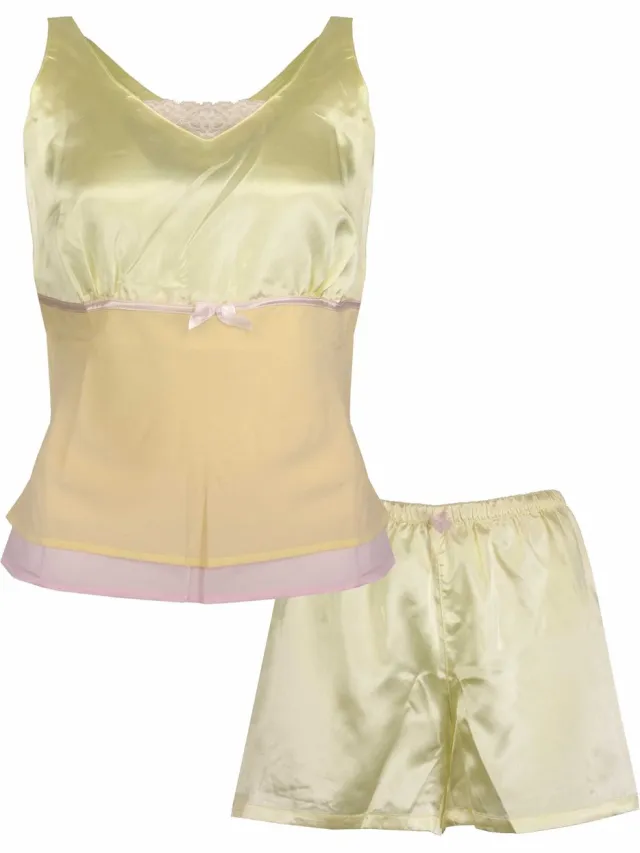 Irresistible Dames Shortama - Satijn - Geel