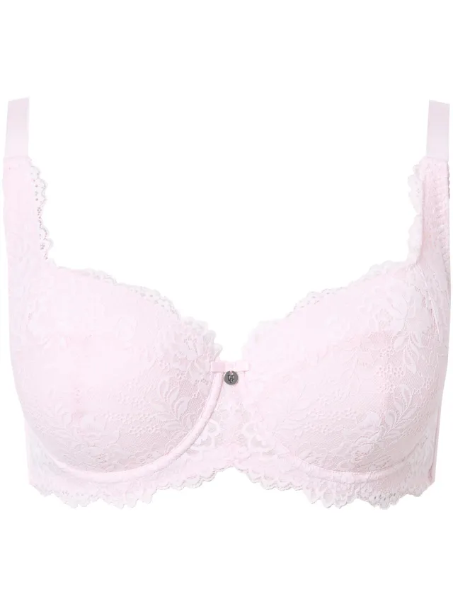 Ulla Popken Dames - Beugelbeha zachte cups balconette-beha kant - Babyroze