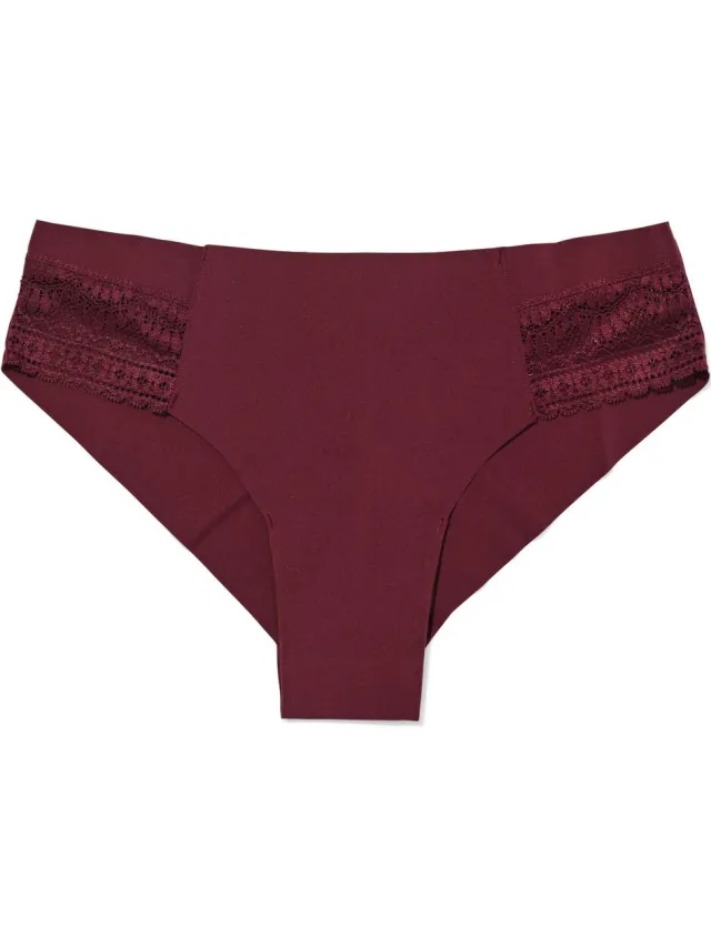HEMA Damesbrazilian micro met kanten inzet donkerrood (donkerrood)