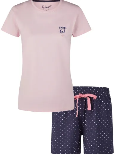 By Louise Dames korte pyjama set shortama roze weekend, foto 2