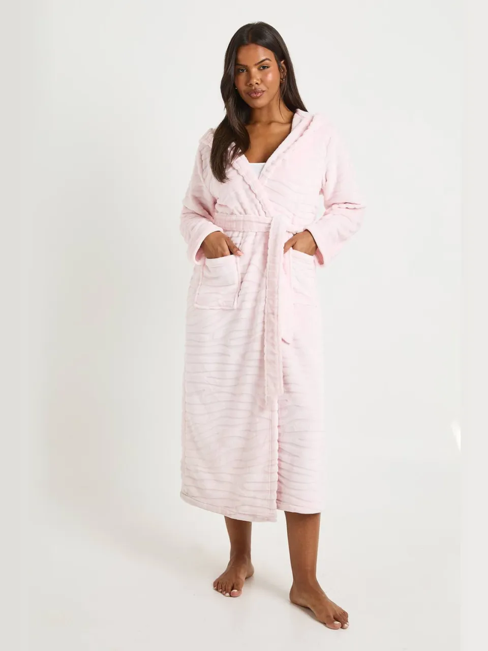 boohoo Dames Jacquard Dieren Lange Badjas Lichtroze