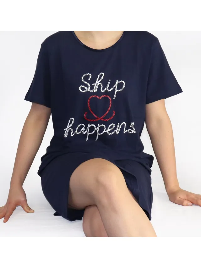 Temptation Dames Nachthemd - Big Shirt - Navy Blauw