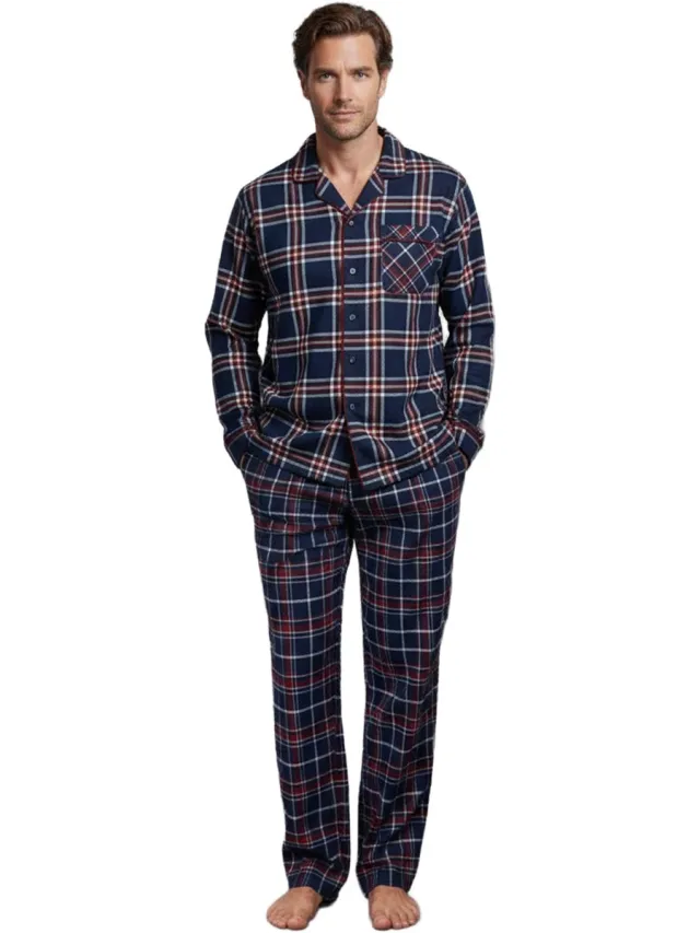 Envie de Fraise Flanellen herenpyjama capsulecollectie familie Kerst ENVIE DE FRAISE bordeauxrood