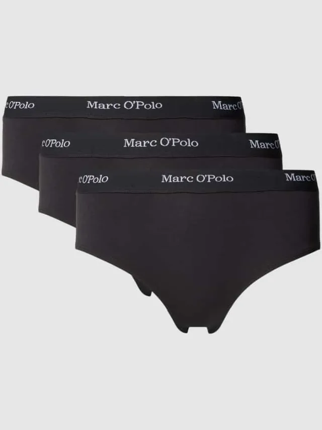 Marc O'Polo Slip met elastische band met logo in een set van 3 stuks, model 'ESSENTIALS' Zwart