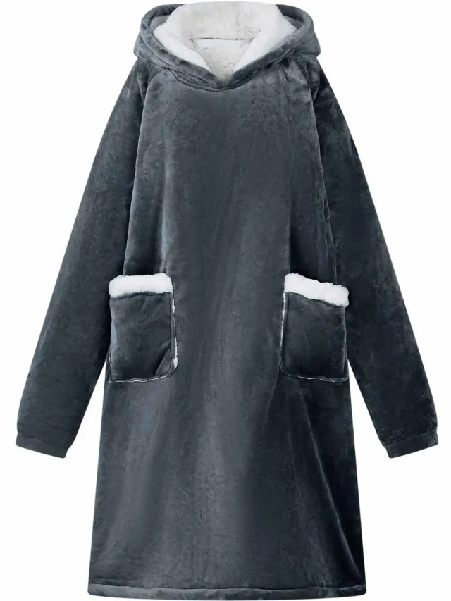 vidaXL Deken hoodie Marineblauw L Fleece en Flanel
