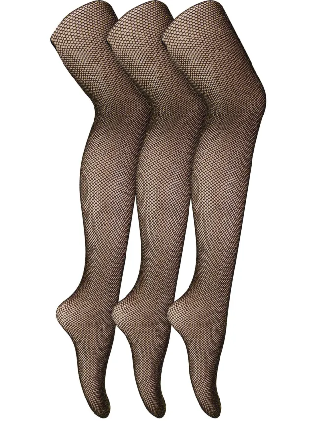 Sock Snob Dames Fishnet Panty's 3 Paar | Stijlvolle Kousen voor Dansfeesten - Zwart Goud
