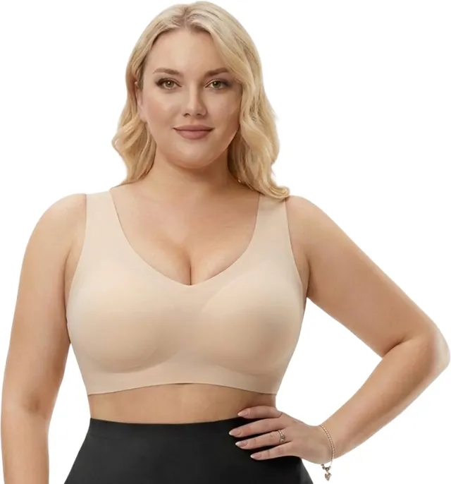 Shapetape Naadloze Push Up BH Zonder Beugel en Sluiting – Maat XXL – Beige – Comfort BH Dames - Onzichtbare Seamless BH met Uitneembare Pads - Ademende Stretch BH - Sport BH Dames - Yoga BH - Corrigerende BH - Shapetape Beige - zonder beugel en sluiting