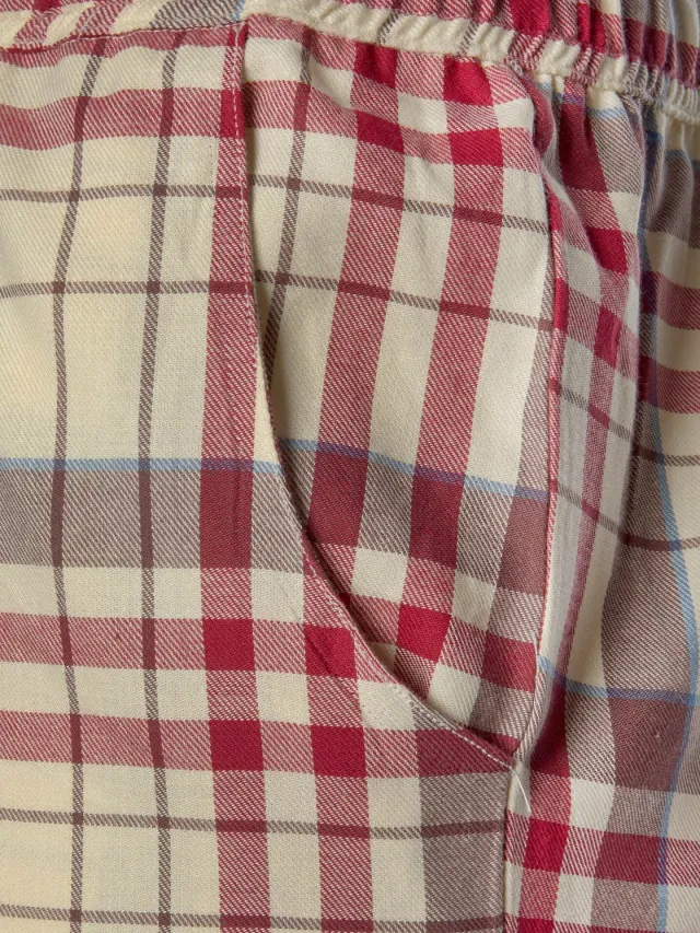Pyjama crème geruit