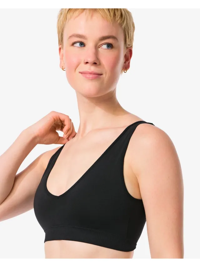 HEMA Top zonder beugel naadloos zwart (zwart)