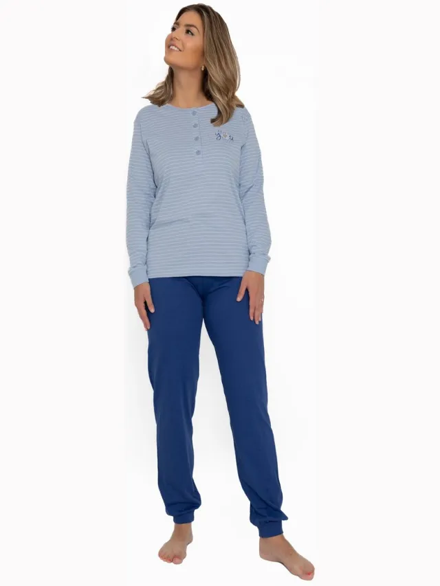Cocodream Quality Cocodream - dames pyjama 611851 - 100% katoen - blauw