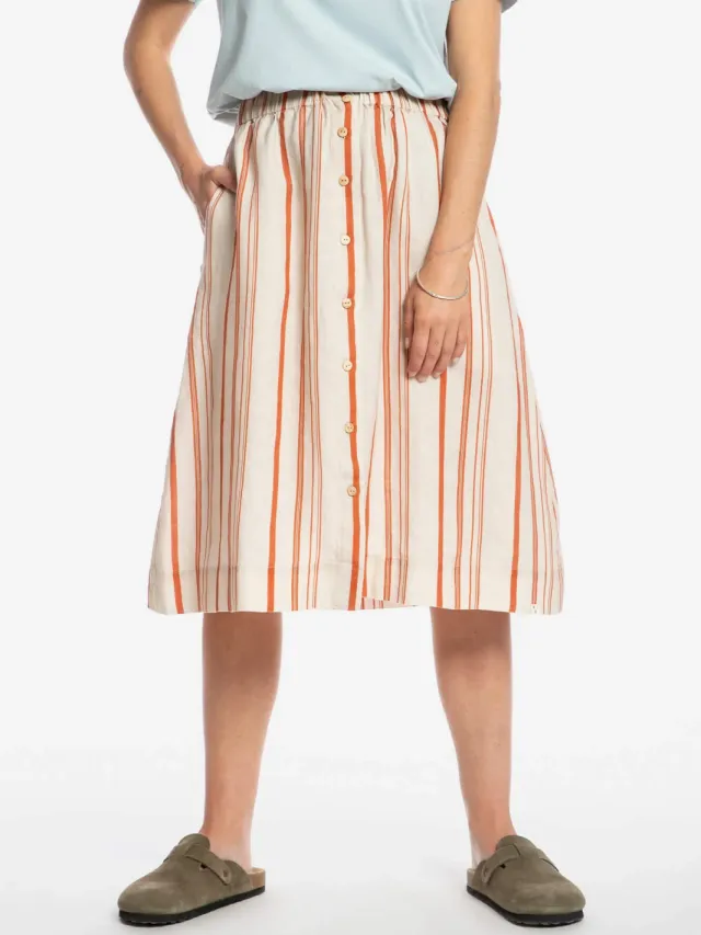 MATONA dames vegan Rok Midi Skirt Gestreept Crème