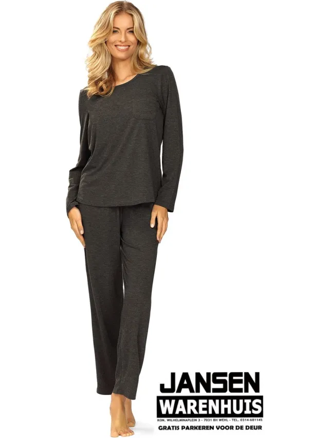 Comtessa Dames Pyjama 'Gentle Grey' Antraciet