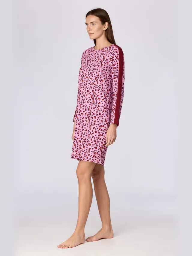 Woody slaapkleed dames - rood/roze - luipaardprint - 262-15-XDA-Z/977